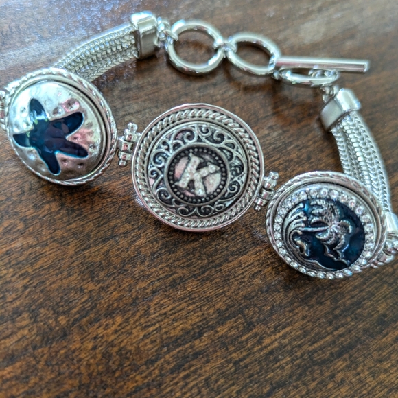 Snap Bracelet With 3 Snap Charms "K" And Sea‎ Beach Theme - Picture 1 of 6